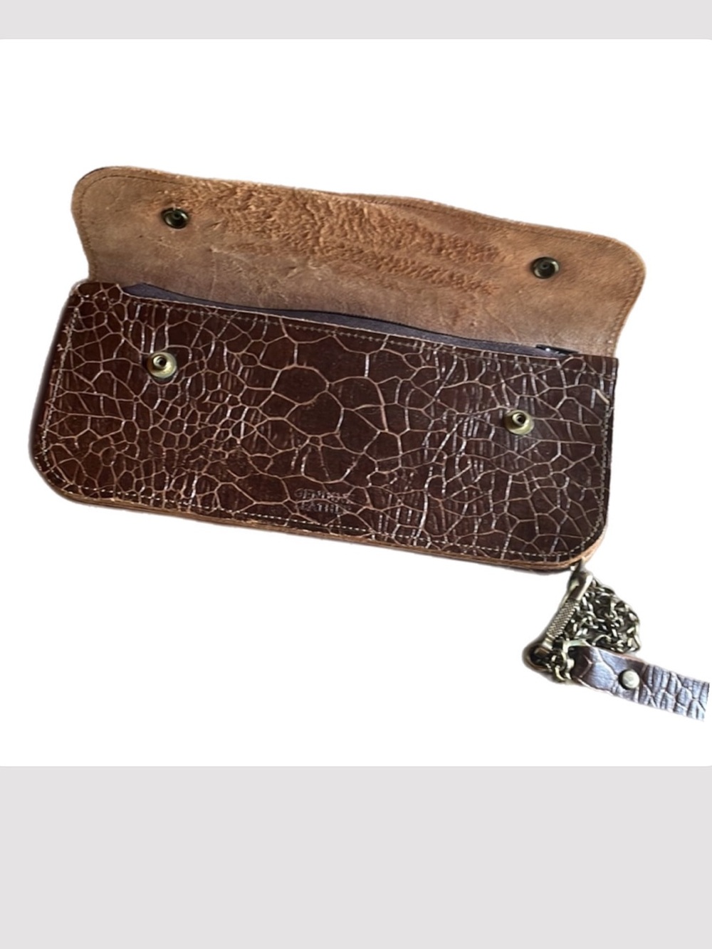Genuine Leather Vintage large chain biker wallet.